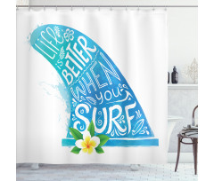 Wave with Bali Flower Shower Curtain