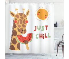 Watermelon Sun Chill Phrase Shower Curtain