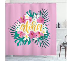 Exotic Flowers Palm Leaves Shower Curtain