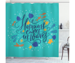 Seashell Starfish Teal Shower Curtain