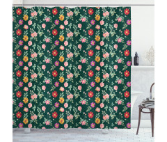 Colorful Flower and Buds Shower Curtain