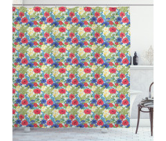 Poppy Flowers and Daffodils Shower Curtain