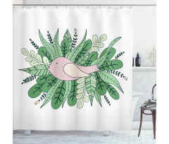 Tiny Sparrownd Leaves Shower Curtain