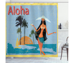 Brunette Hair Hawaiian Lady Shower Curtain