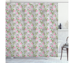Pink Blossoms Garden Growth Shower Curtain