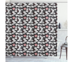 Romantic White Pink Roses Shower Curtain