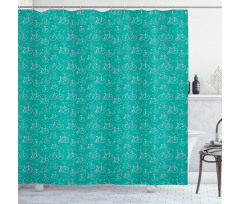 Retro Design Bikes Pattern Shower Curtain