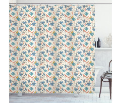 Abstract Flowers and Birds Shower Curtain