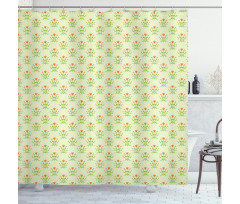 Orange Flower Green Leaf Shower Curtain