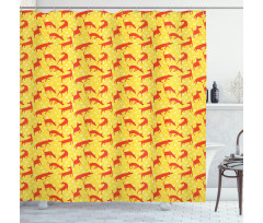 Animal Silhouettes on Yellow Shower Curtain