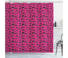 Bull Terrier Dog Heads on Pink Shower Curtain