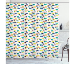 Colorful Cartoon Silhouettes Shower Curtain