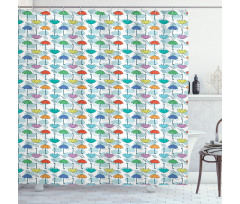 Parasol Pattern in Rain Shower Curtain
