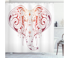 Stylized Drawn Elephant Head Shower Curtain