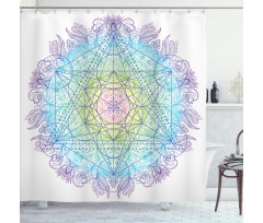 Metatron Cube on a Mandala Shower Curtain