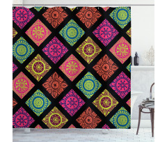 Flower Mandala Tile Colorful Shower Curtain