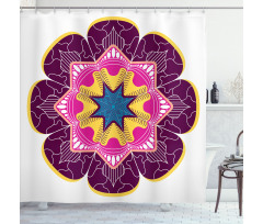 Meditasyon Duş Perdesi Vintage Floral Mandala Çiçeği Desenli