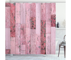 Pink Toned Rustic Planks Shower Curtain