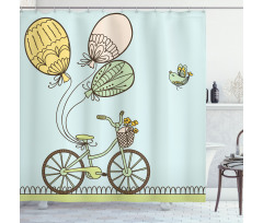 Spring Ballons and Birds Shower Curtain