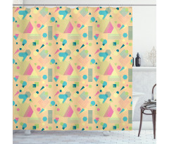 Memphis Style Triangle Lines Shower Curtain