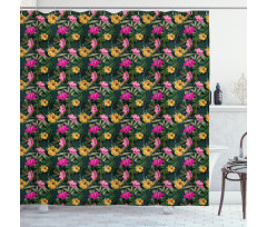 Full Blossom Hibiscus Motif Shower Curtain