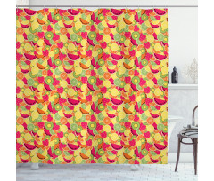 Orange Watermelon Strawberry Shower Curtain