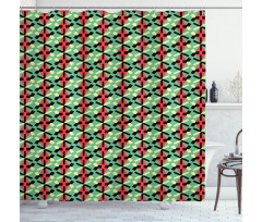 Rhombus and Dashed Lines Shower Curtain