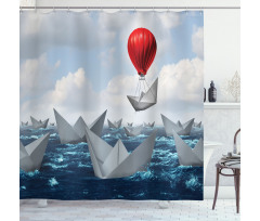 Paper Boats and Balloon Shower Curtain
