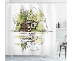 Lake House in the Forest Shower Curtain