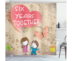 6 Years Together Words Shower Curtain