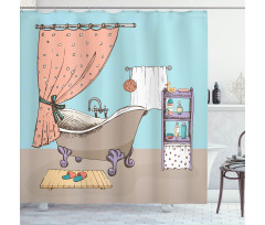 Bathroom Tub Illustration Shower Curtain