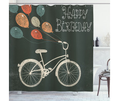 Bike Ballons Happy Birthday Shower Curtain
