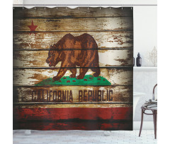 California Flag Rustic Boards Shower Curtain