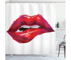 Woman Biting Lips Shower Curtain