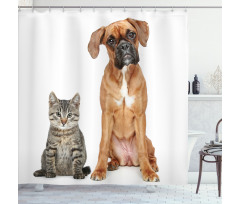 Cat Dog Animal Friends Shower Curtain