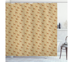 Brown Cartoon Puppies Shower Curtain