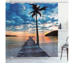 Rustic Jetty on Calm Water Shower Curtain