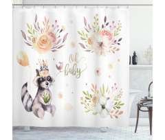 Oh Baby Calligraphy in Middle Shower Curtain