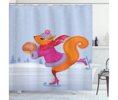 Skating Animal with a Nut Shower Curtain