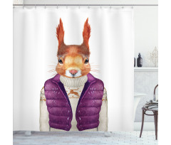 Animal down Vest Sweater Shower Curtain