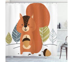 Woodland Trees and Animal Shower Curtain