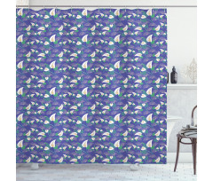 Peacock Tail Outlined Motif Shower Curtain