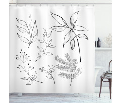 Sketched Botanical Theme Shower Curtain