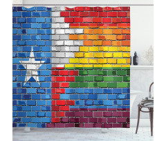 Brick Wall Grungy Texas Town Shower Curtain