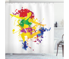 Red Hair Fitness Girl Dancer Shower Curtain