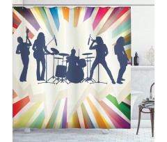 Rock Band 80s Hairstyle Music Shower Curtain