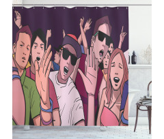 Music Festival Cartoon Image Shower Curtain