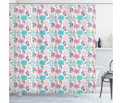 Sketched Tulip Flowers Shower Curtain