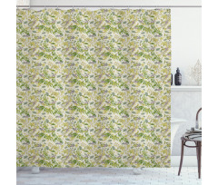 Garden Plants Floral Theme Shower Curtain