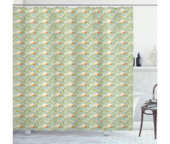 Autumn Dotted Mushrooms Shower Curtain